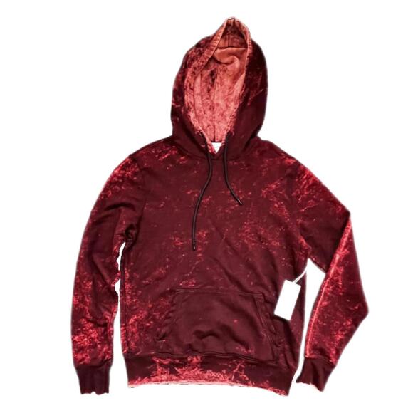 Cotton Citizen NEW Men's Burgundy Acid Wash Dye Hoodie - Size Small